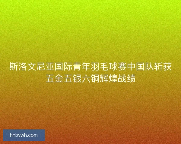 斯洛文尼亚国际青年羽毛球赛中国队斩获五金五银六铜辉煌战绩